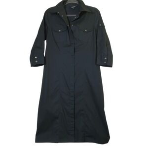Hennes Black Button-Up Shirt Dress Size 10 Basic Classic Office Y2K Western Luxe